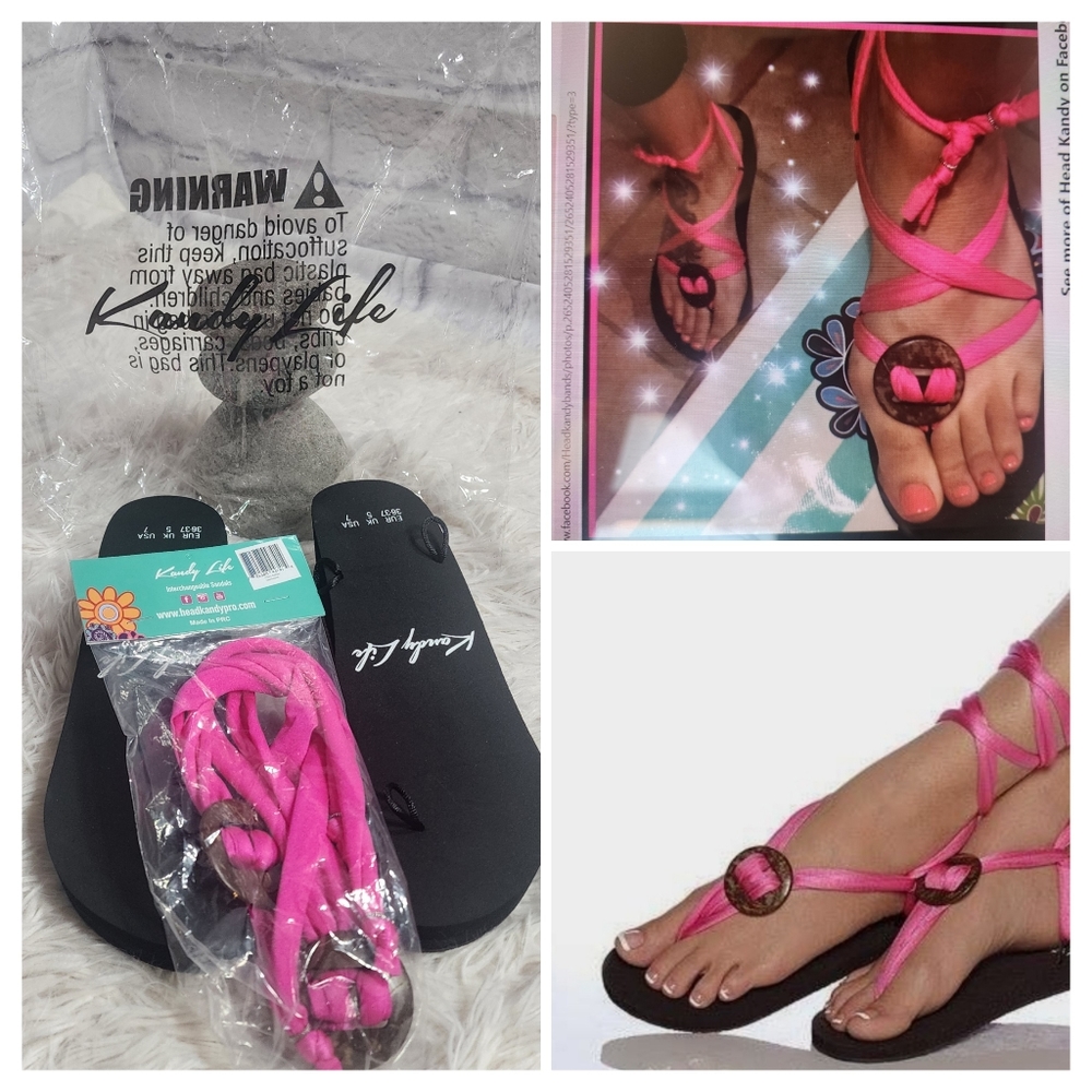 Kandy Life Interchangeable Wedge / sizes 5, 6, 7/ NWT/ HOT PINK SHORT STRAP